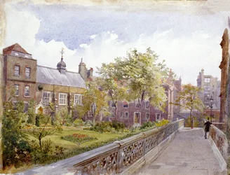 Ansicht des Staple Inn und Gartens, London, 1882