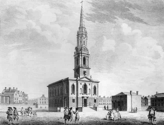 Nordwestansicht der St. Giles Kirche im Feld, 1753