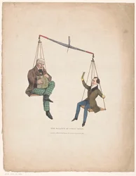 Waage mit den Schriftstellern Walter Scott und Thomas Moore (Titel auf dem Objekt)