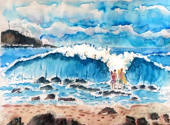 Große Welle Strand Surfer
