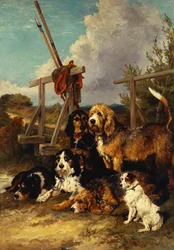 Otterhunde an einer Brücke - Erschöpft, 1881
