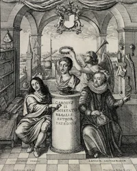 Karl II. (1630-85) als Patron der Royal Society, graviert von Wenceslaus Hollar, 1667