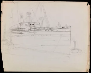 PAH1223; Skizze des Passagierschiffs Majestic (unvollendet)