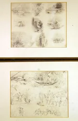 Verschiedene Skizzen von ländlichen Szenen (Jugendwerke), ca. 1842