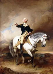 Porträt von George Washington, der den Salut in Trenton entgegennimmt