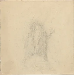 Studien für ein Denkmal mit der Bekrönung einer Figur [Vorder- und Rückseite]