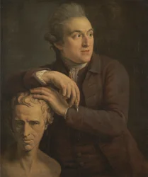 Joseph Nollekens mit seiner Büste von Laurence Sterne