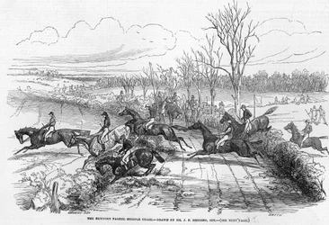 Das Newport Pagnel Steeple Chase, graviert von Smyth, aus 