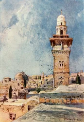 Ein Minarett in der nordwestlichen Ecke des Tempelbereichs