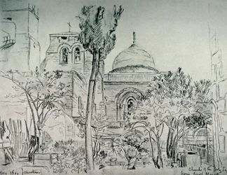 Die Kirche des Heiligen Grabes vom Garten des griechischen Klosters, 1902