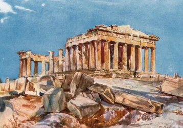 Der Parthenon vom nördlichen Ende des östlichen Portikus der Propyläen