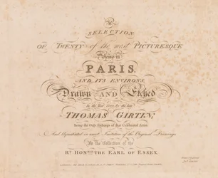 Eine Auswahl von zwanzig der malerischsten Ansichten in Paris und Umgebung: Titelseite, 1803