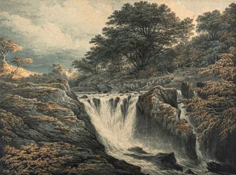 Ein Wasserfall am Abend