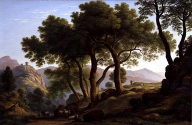Eine romantische bewaldete Landschaft