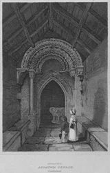Eingang zur Aspatria-Kirche, Cumberland, 1814