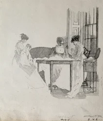 Damen beim Nähen, 1805