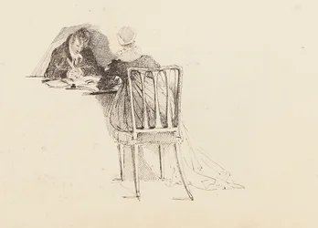 Mann und Frau sitzen an einem Tisch, 1805
