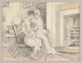 Drei am Feuer, mit John W im Alter von 3 Jahren, 1812