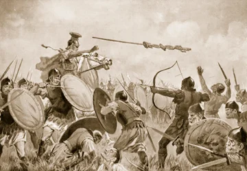 Eine römische Schlacht mit den Volskern (Lithografie)