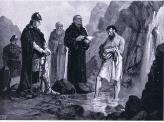 Taufe von Boris I., Illustration aus Hutchinsons Geschichte der Nationen, Band 4, ca. 1920er Jahre