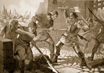 Der Tod von Stussi, Bürgermeister von Zürich, in der Schlacht, 1443