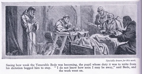 Die letzten Tage des ehrwürdigen Beda, das Evangelium des Johannes ins Englische übersetzend, 735 n. Chr., ca. 1950