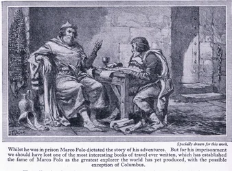 Während seiner Gefangenschaft diktierte Marco Polo die Geschichte seiner Abenteuer, ca. 1950