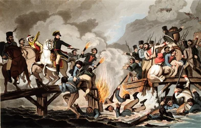 Napoleon I. und die französische Armee überqueren die Beresina im November 1812