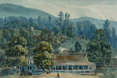 Speisesaal und Bühnenbüros in White Sulphur Springs