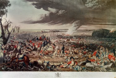 Das Feld von Waterloo am Morgen nach der denkwürdigen Schlacht am 18. Juni 1815