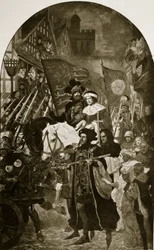 Heinrich VI. wird zur Schlacht von Barnet gebracht, 1471, Illustration aus 