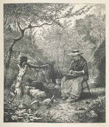 Tafel 22. Eine Frau, die draußen kocht, aus 
