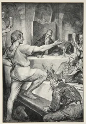 Beowulf antwortet hochmütig auf Hunferth, aus 