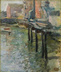 Verlassener Kai Die alte Mühle in Cos Cob, um 1900-1902