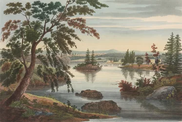 Ansicht in der Nähe von Fort Miller Nr. 10 später geändert zu Nr. 9 des Hudson River Portfolios, 1822