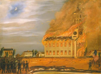 Brand der Old South Church, Bath, Maine, um 1854