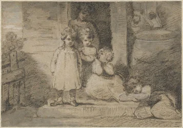 Vier Kinder und ein älteres Mädchen