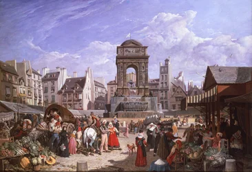 Ein Blick auf den Markt und den Brunnen der Unschuldigen, Paris
