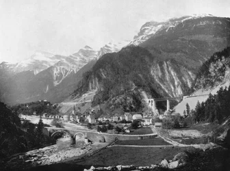 St. Gotthard Pass und Brücke, Schweiz, 1893