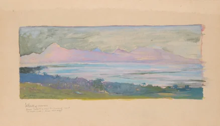 Die Insel Moorea, Blick über die Meerenge von Tahiti, Januar 1891