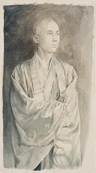 Porträt eines Priesters im Tempel von Lyemitsu, Nikko, ca. 1888