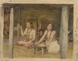 Siva mit Siakumu, die Kava im Haus von Tofae zubereiten, ca. 1893