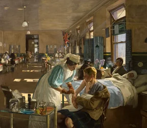 Die ersten Verwundeten im Londoner Krankenhaus, August 1914