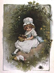 Kleine Miss Muffet, aus einem illustrierten Kinderreimbuch