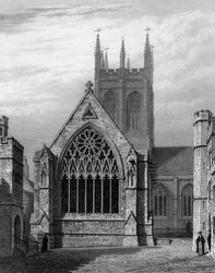 Merton College Chapel, vom Innenhof, Oxford, 1834