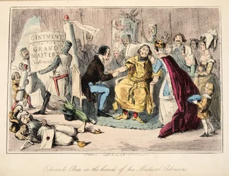 Edwards Arm in den Händen seiner medizinischen Berater, aus The Comic History of England, veröffentlicht 1864