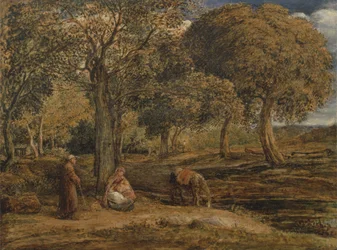 Landschaft mit Familiengruppe, möglicherweise Die Rast auf der Flucht nach Ägypten