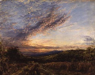 Sonnenuntergang über einer Moorlandschaft, frühe 1850er Jahre