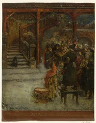 Gruppe singender und musizierender Figuren