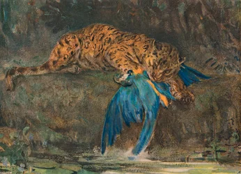 Jaguar und Ara, spätes 19. Jahrhundert
